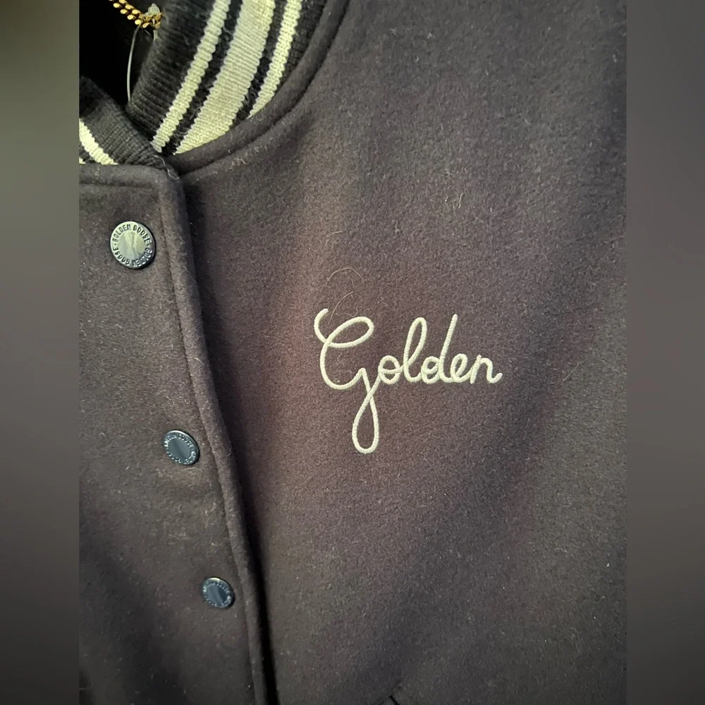 Golden Goose Dirce Navy Cropped Bomber Jacket Size 40 IT New - Picture 7 of 16